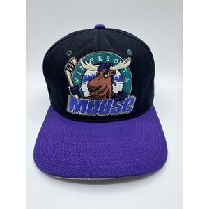 VTG Minnesota Moose IHL Hockey Zephyr Grafx Snapback Hat Black Purple Cap